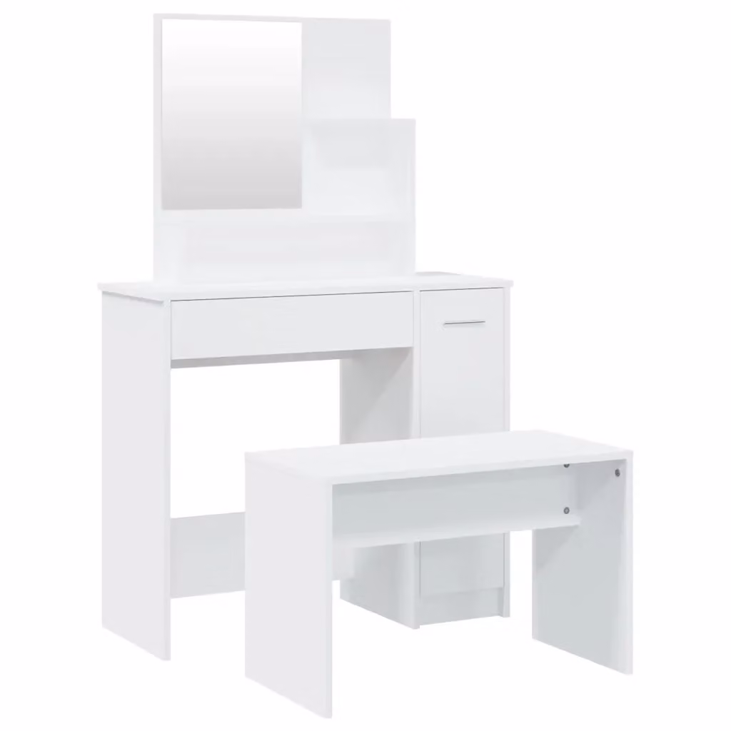 Set Tavolo da Toeletta vidaXL Bianco L: 86,5 cm, P: 35 cm, H: 136 cm – 2
