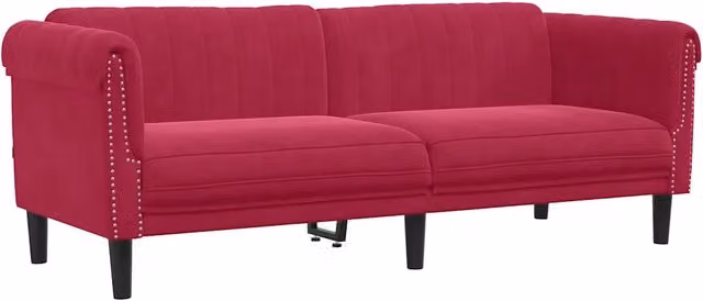 Divano | Divano da soggiorno | Sofa a 3 Posti Rosso Vino in Velluto