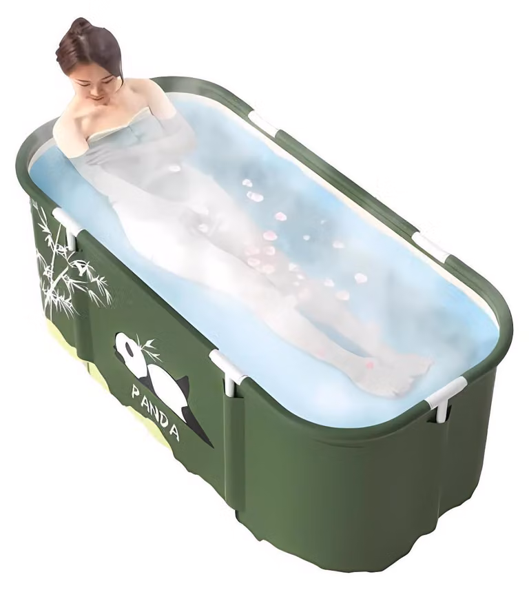 Vasca da bagno pieghevole da 115 cm, ideale per il campeggio, vasca autoportante, in plastica, adatta a adulti e bambini