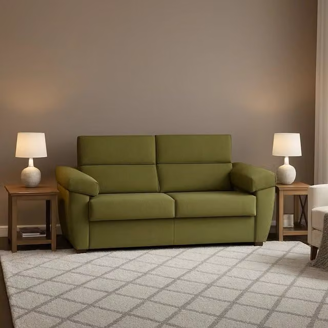 Divano Letto Contrada Made in Italy a 2 Posti con Rivestimento Sfoderabile Verde L: 205 cm, P: 95 cm – 1