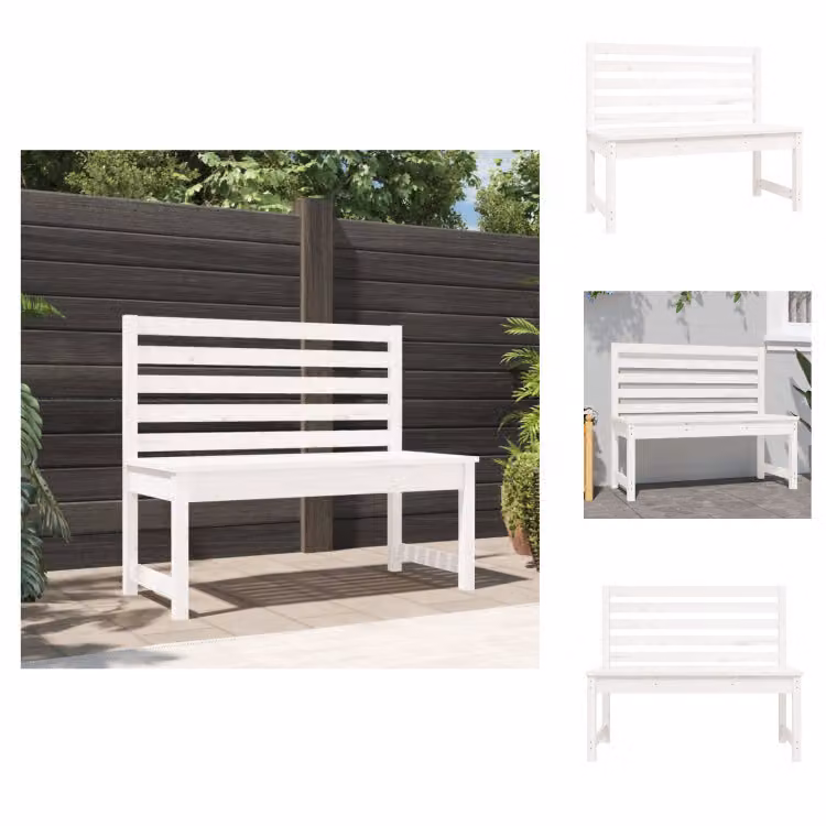 vidaXL Panchina da giardino bianca 109 cm in legno di pino massiccio - Panchine da giardino
