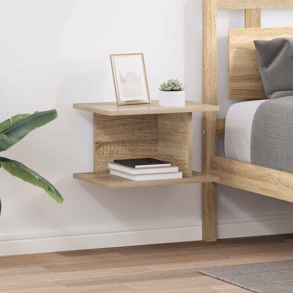 Set di 2 comodini moderni vidaXL in MDF color rovere, L 40 cm x P 30 cm x H 25 cm
