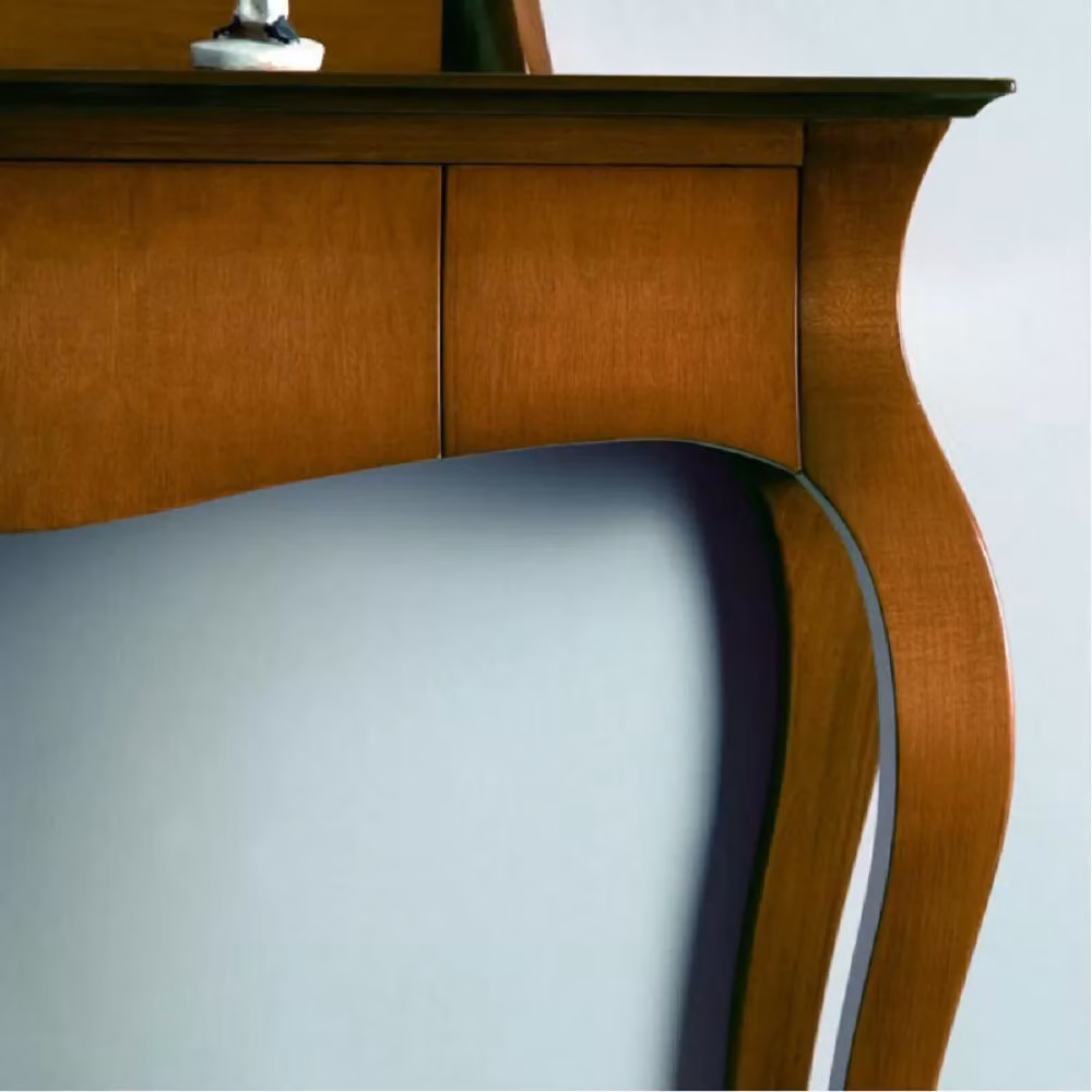Consolle sagomata con 3 cassetti in legno massello Mobili 2G colore noce L 135 cm, P 46 cm, H 100 cm – 3