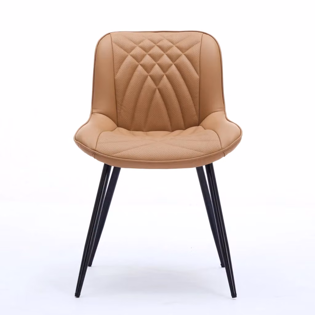 Set di 2 sedie da pranzo Minimal in similpelle imbottita con gambe in metallo grigio, disponibili nei colori khaki e marrone – 2