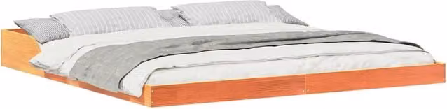 Letto matrimoniale moderno in pino massello marrone cerato L: 183,5 cm, P: 213,5 cm, H: 220 cm