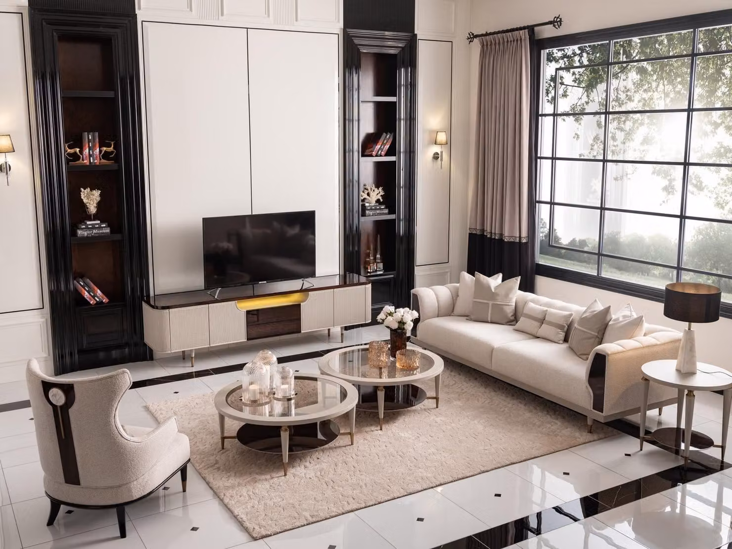 Wohnzimmer Gruppe Dreisitzer Sessel Stoffsofa 6tlg Beige Couchtische