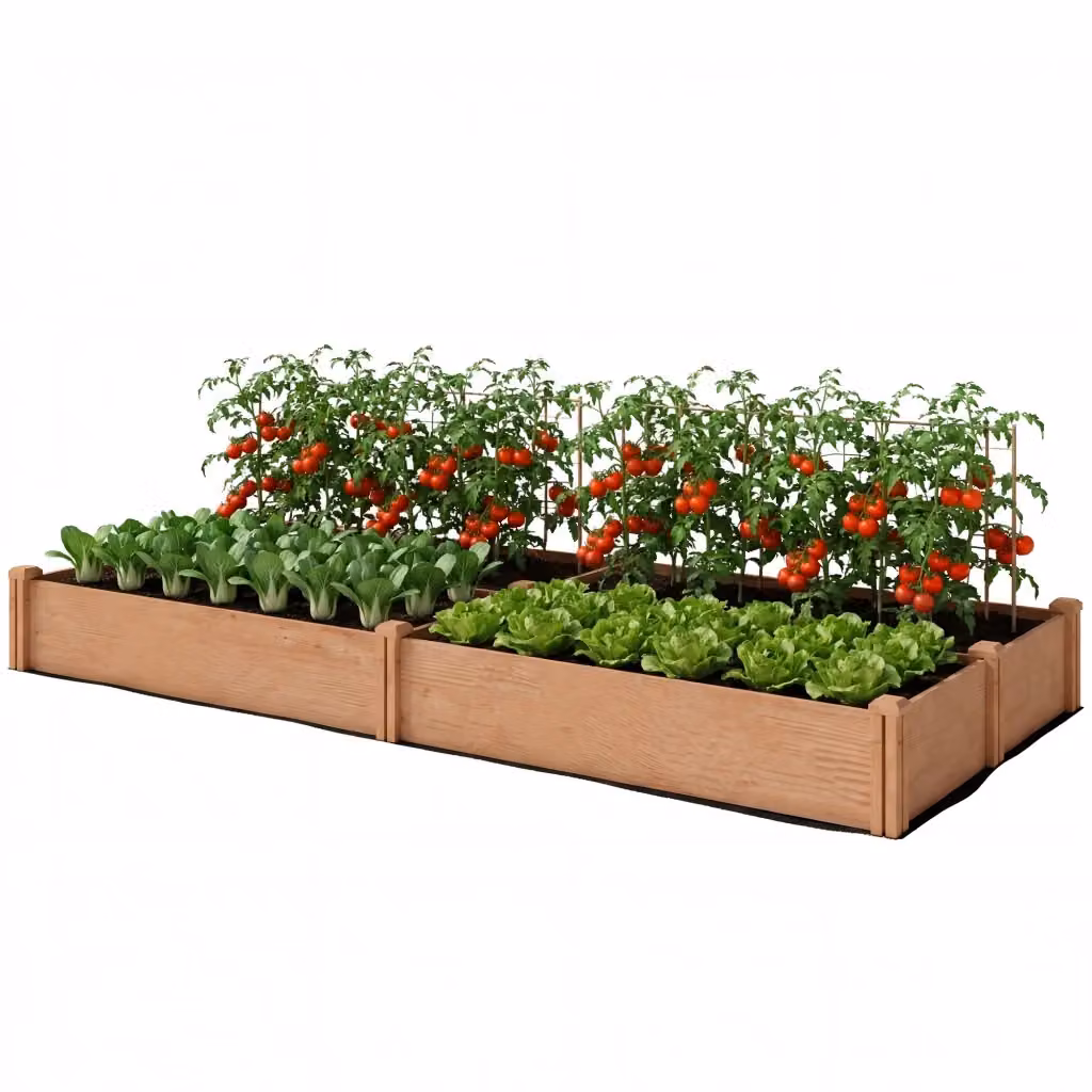 Orto Rialzato in Legno XYLO Marrone Chiaro con 4 Zone di Coltivazione L: 234 cm, P: 109 cm, H: 25 cm – 2