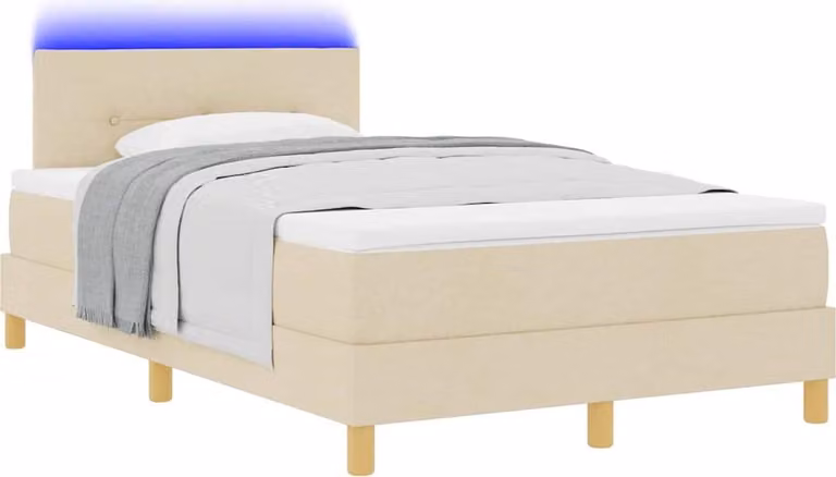 SYFAX™ Letto a Sorgente LED con materasso Crema 120 x 190 cm Tessuto