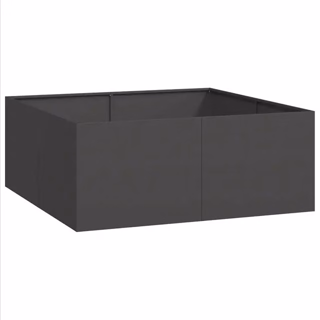 Set di 1 fioriera quadrata 100 x 100 x 40 cm giardino esterno robusta decorazione design in acciaio nero 02_0051594