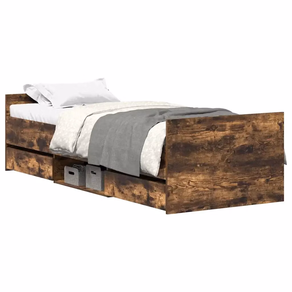 Letto con testiera e pediera vidaXL in legno di pino, colore marrone, L/P/H: 100 x 200 x 103 cm – 2
