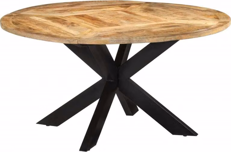 Maison Exclusive - Tavolo da pranzo, diametro 150x76 cm, legno di mango massello con finitura grezza
