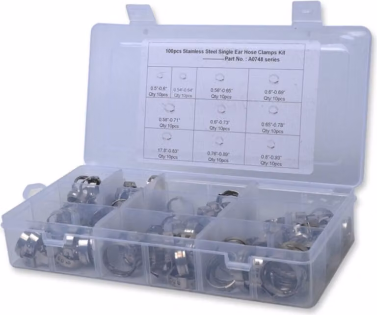 100x set di morsetti in acciaio inox stepless 12,8 - 23,5 mm