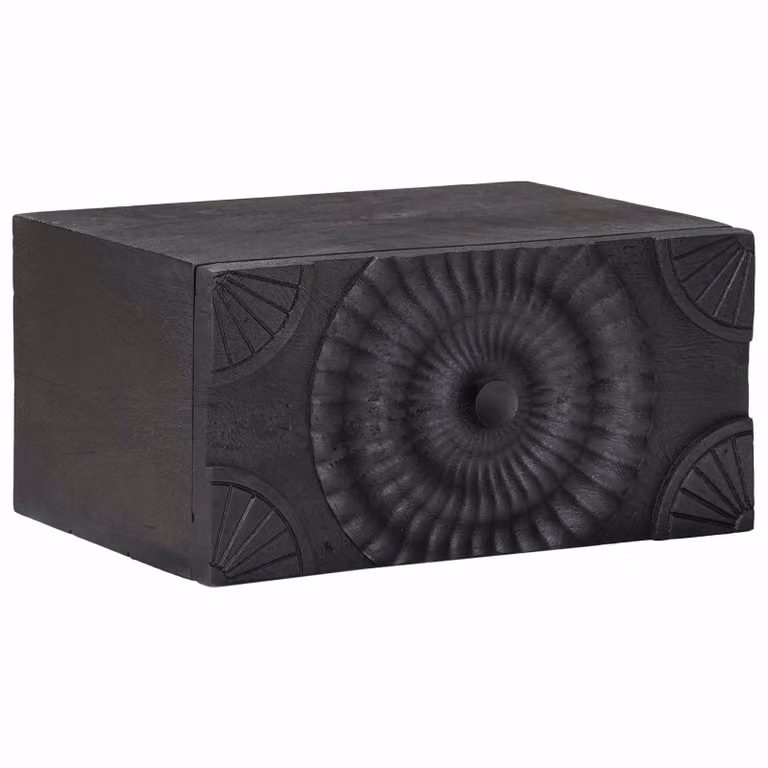 Comodino a muro moderno vidaXL in legno di mango nero opaco L: 40 cm, P: 30 cm, H: 20 cm