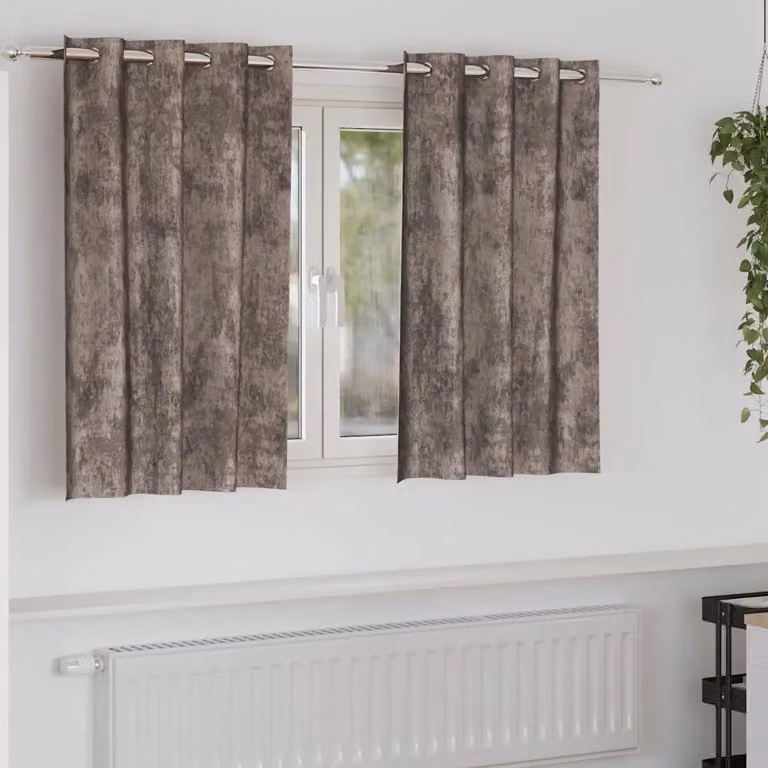 Set di 2 tende oscuranti in velluto vidaXL, colore beige, termoisolanti, L: 140 cm x H: 140 cm