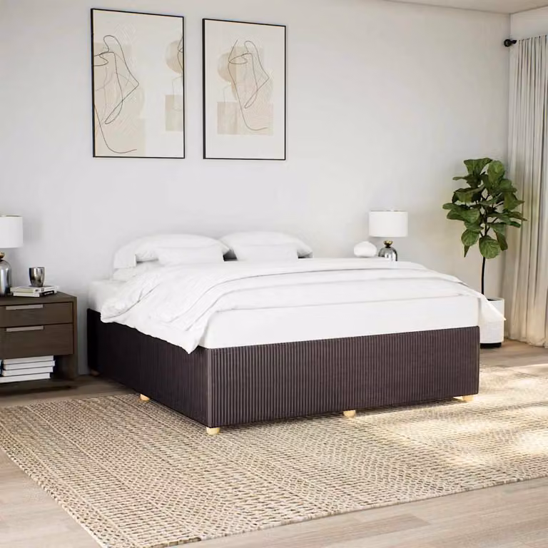 vidaXL Giroletto senza Materasso Marrone Scuro in Tessuto e Legno 200 x 200 cm