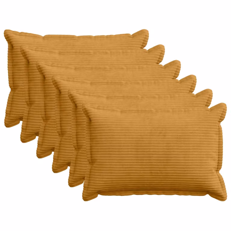 Set di 6 federe vidaXL HOUTEN in velluto a coste, colore giallo, 50 x 80 cm