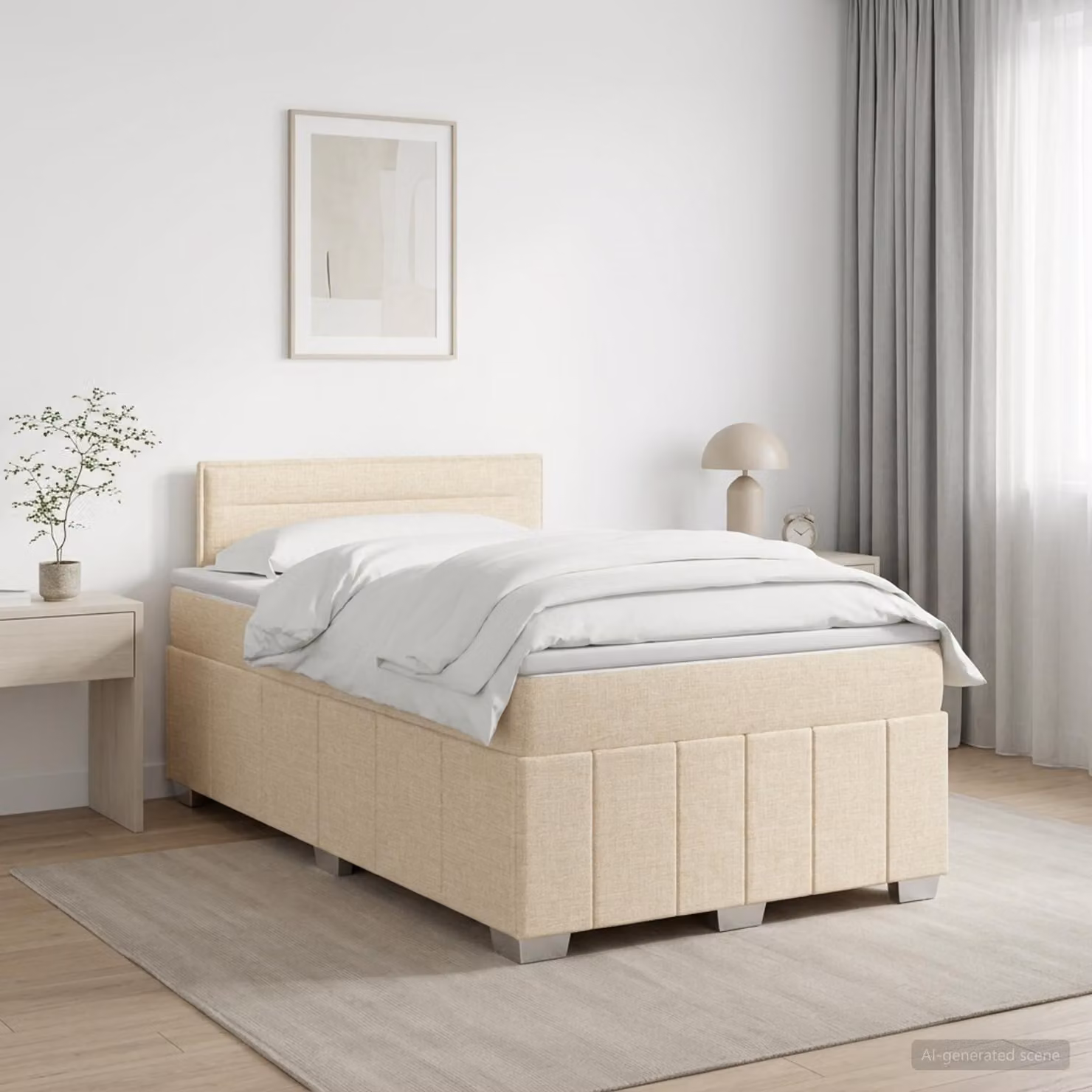 Maison Exclusive - Letto boxspring con materasso Crema 120 x 190 cm Tessuto