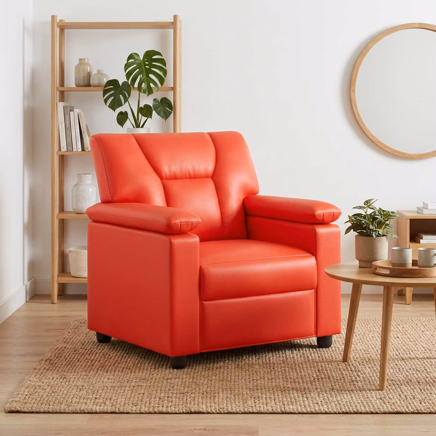 Divano moderno vidaXL in similpelle rossa per il tuo soggiorno, L: 91 cm, P: 85 cm, H: 93 cm
