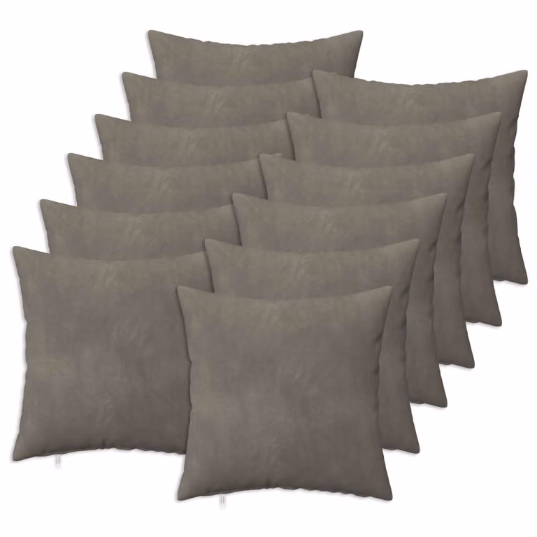 Set di 12 cuscini HEERLEN vidaXL in velluto grigio chiaro, forma quadrata, L/P/H: 40 x 40 x 40 cm