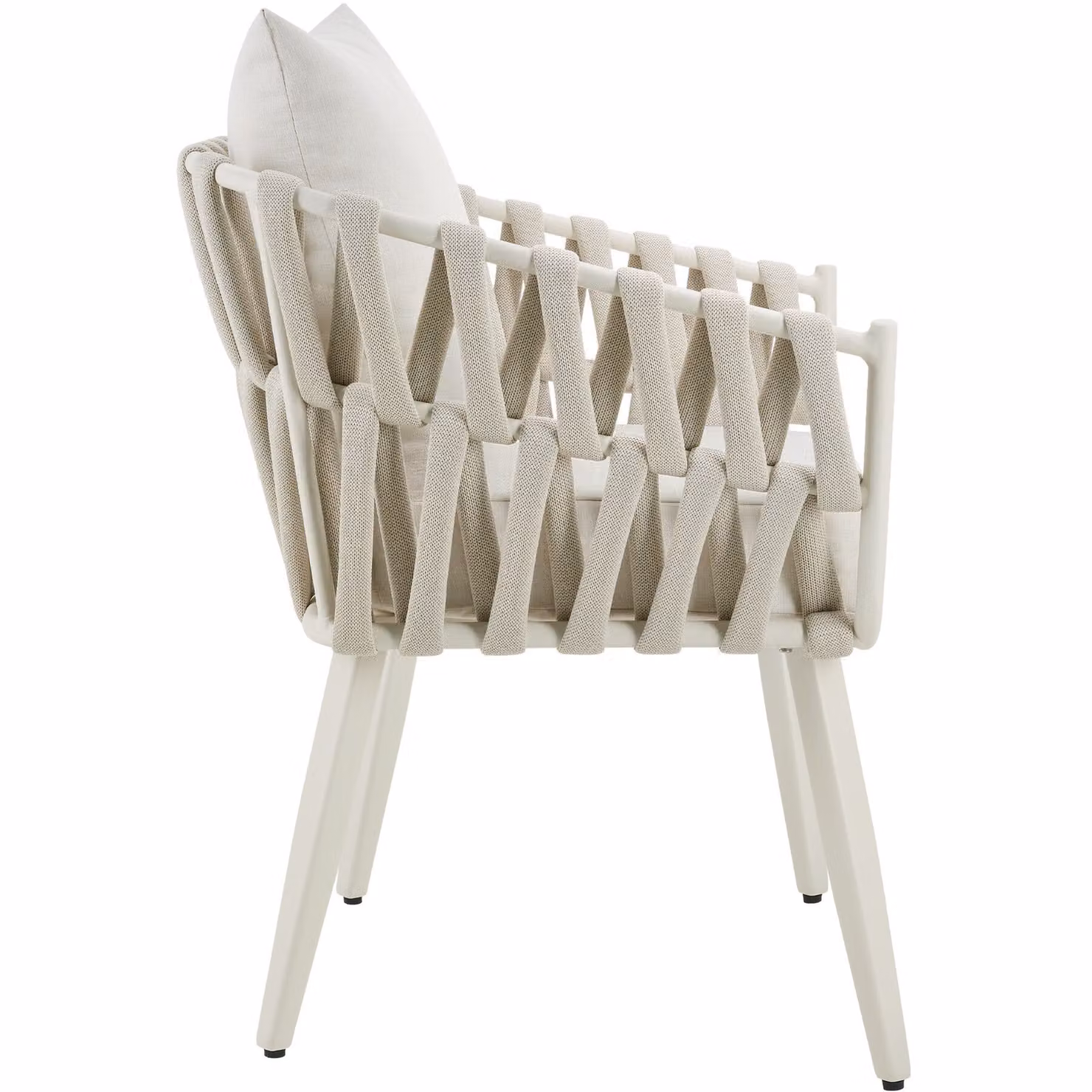 Set da giardino Lugano tectake con design intrecciato, struttura in alluminio verniciato e piano in vetro, colore beige – 4
