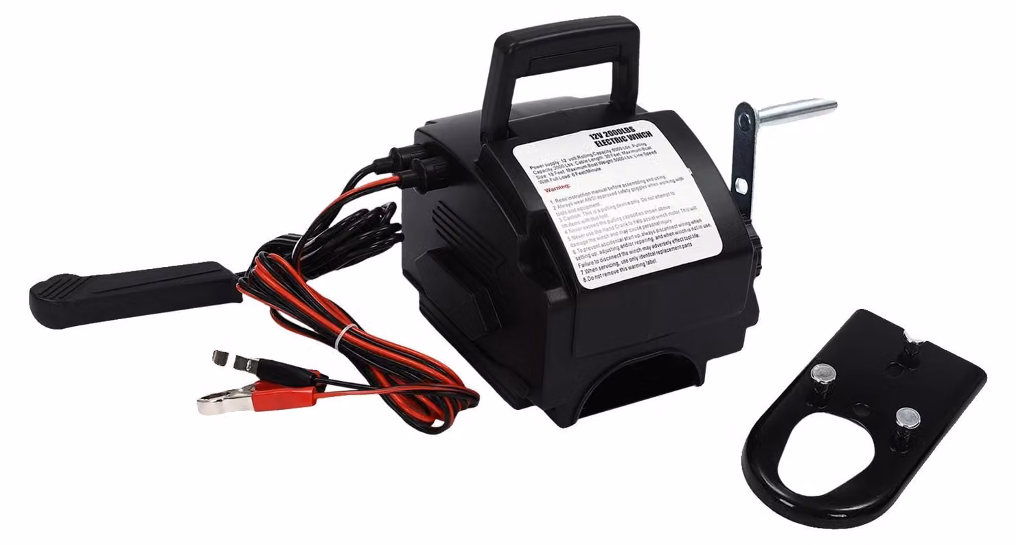 Avvolgitori elettrici, alimentazione a 12V, motore da 300W, capacità di traino di 2000 libbre, capacità di rotolamento di 6000 libbre, cavo in acciaio da 9,2 metri