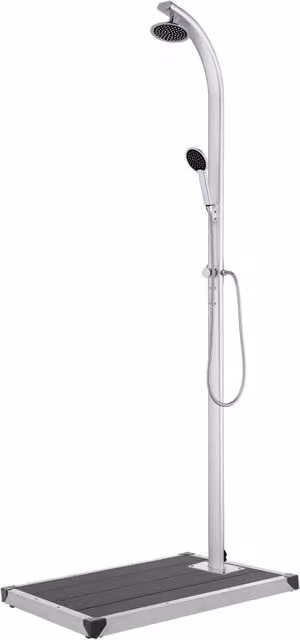 Doccia da giardino standard in alluminio grigio con base da 220 cm