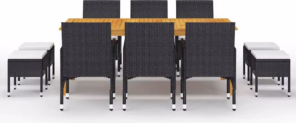 vidaXL Set da pranzo da giardino 11 pezzi Nero