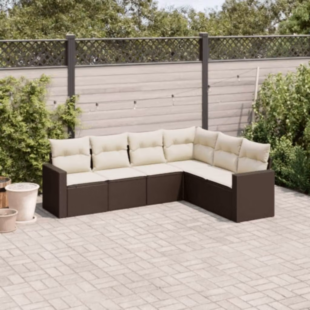 Maison Exclusive - Set Divano da Giardino 6 pz con Cuscini Marrone in Polyrattan