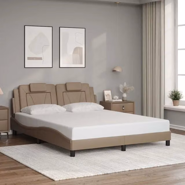 Giroletto Viana senza Materasso Cappuccino 160x200 cm in Similpelle 3208107