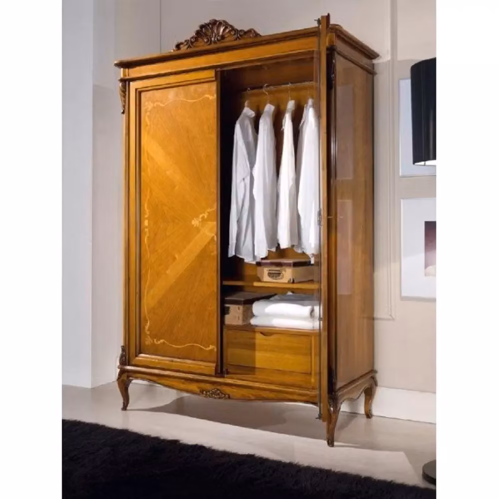 Armadio classico a 2 ante in legno con cassetti integrati Mobili 2G colore marrone L/P/H: 132 x 59 x 202 cm – 3