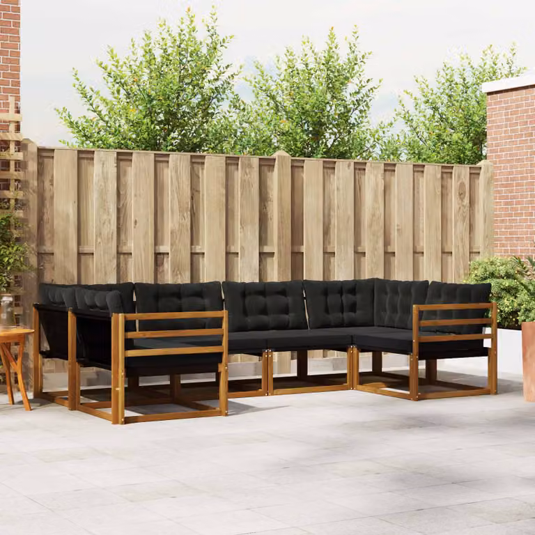 Set di divani da esterno vidaXL 6 pz in legno di acacia con cuscini beige e nero