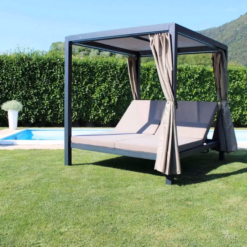 Cosma Gazebo Letto da Giardino in Alluminio Antracite L/P/H: 206 x 149 x 250 cm – 3