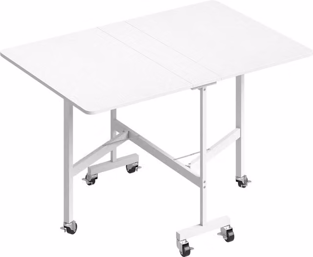Tavolo da pranzo pieghevole HOMCOM bianco con ruote per 4-6 persone, L: 120 cm