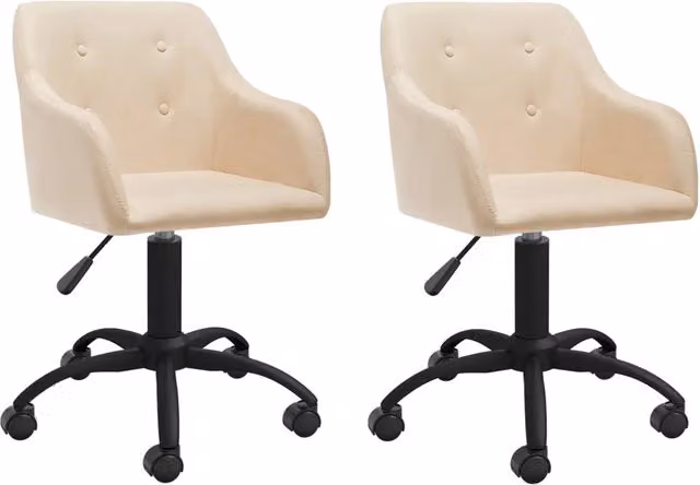 Set di 2 sedie da pranzo girevoli VIDAXL moderne in tessuto beige con ruote per casa e ufficio