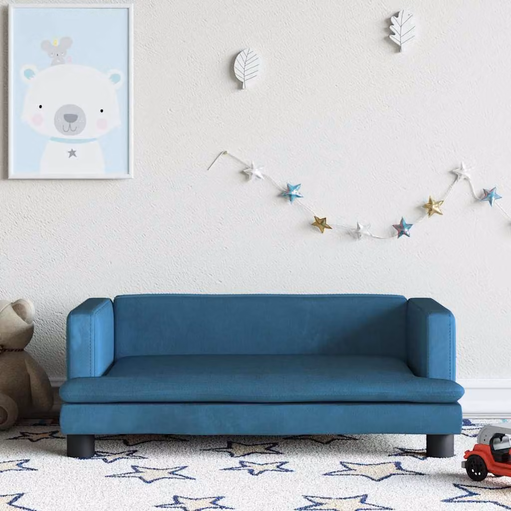 Divano per bambini vidaXL in velluto blu L: 80 cm, P: 45 cm, H: 30 cm