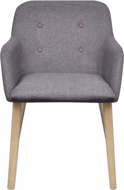 Set di 6 sedie da pranzo vidaXL in tessuto grigio e legno massello di rovere per soggiorno e sala da pranzo