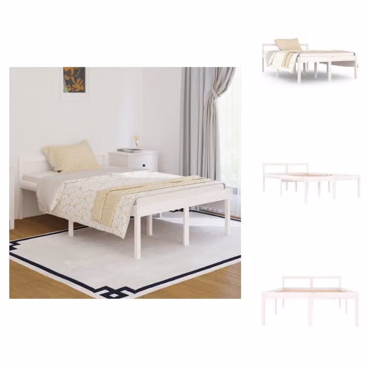 vidaXL Letto Senior bianco 120x190 cm in legno di pino massiccio - Letti e strutture letto