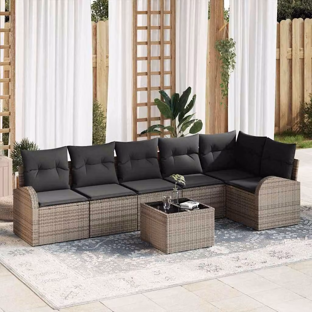 Maison Exclusive - Set di divani con cuscino 7 pcs Grigio polyrattan