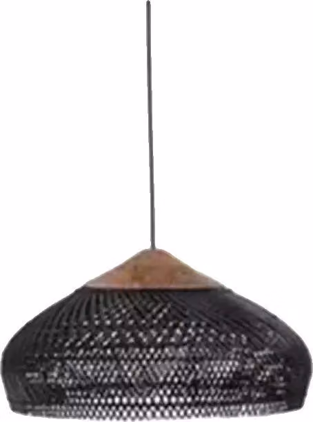 Lampada a sospensione, rattan intrecciato a mano, stile Japandi, senza lampadina, nero