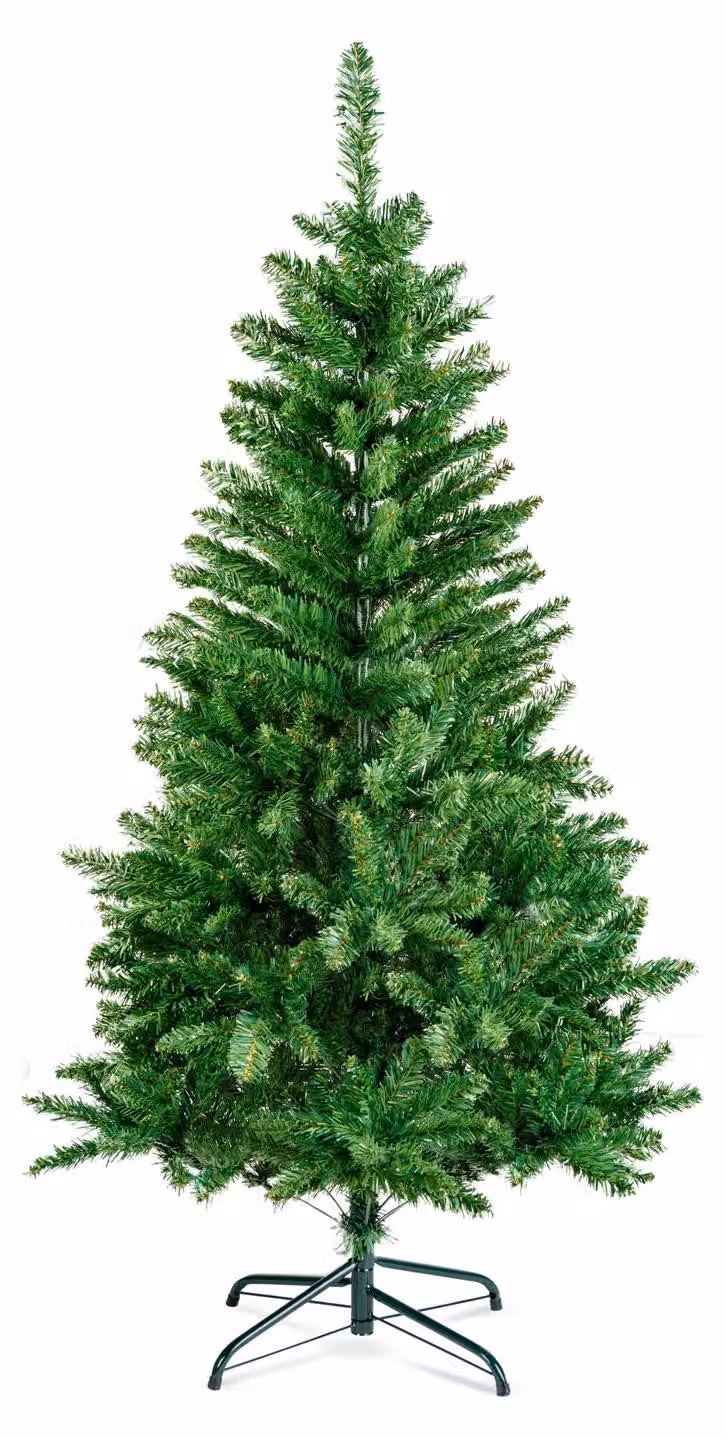 Albero di Natale artificiale 150 cm - Albero di Natale in PVC verde scuro - Albero di Natale completamente artificiale con base in metallo - Albero di Natale da interno riutilizzabile - Decorazioni natalizie e alberi di Natale - 1 pezzo [56486D]