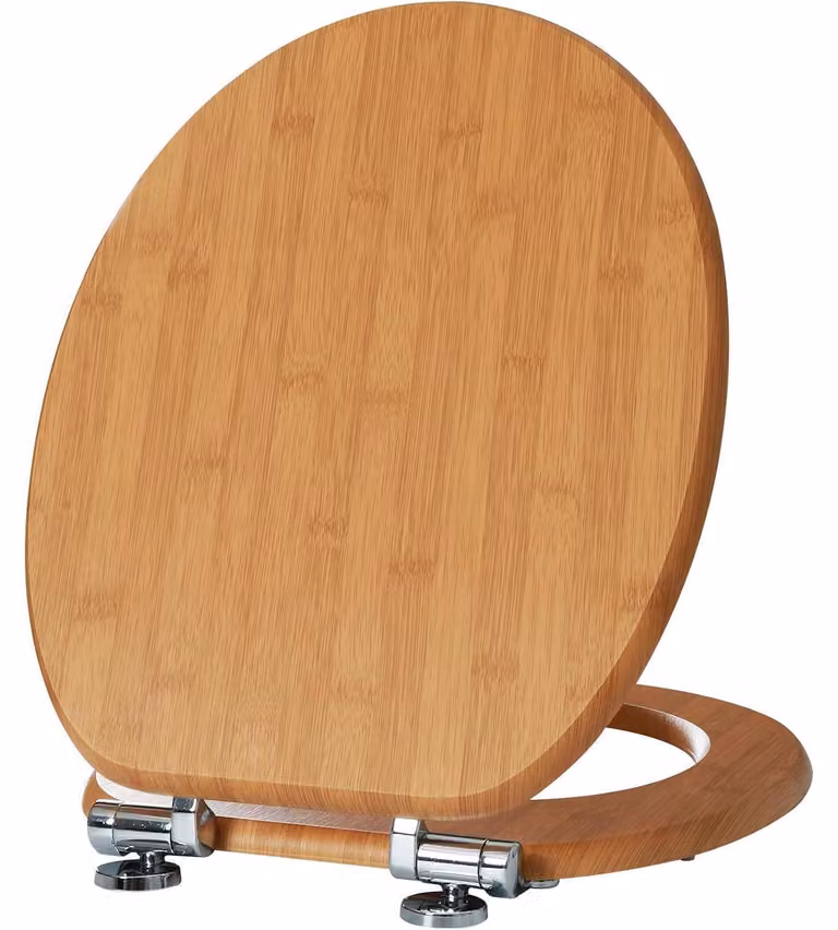 Copertura per WC con sistema di abbassamento automatico | Materiale: legno (bambù) | Dimensioni: 43,5 x 37,8 x 5 cm | Adatta per WC standard