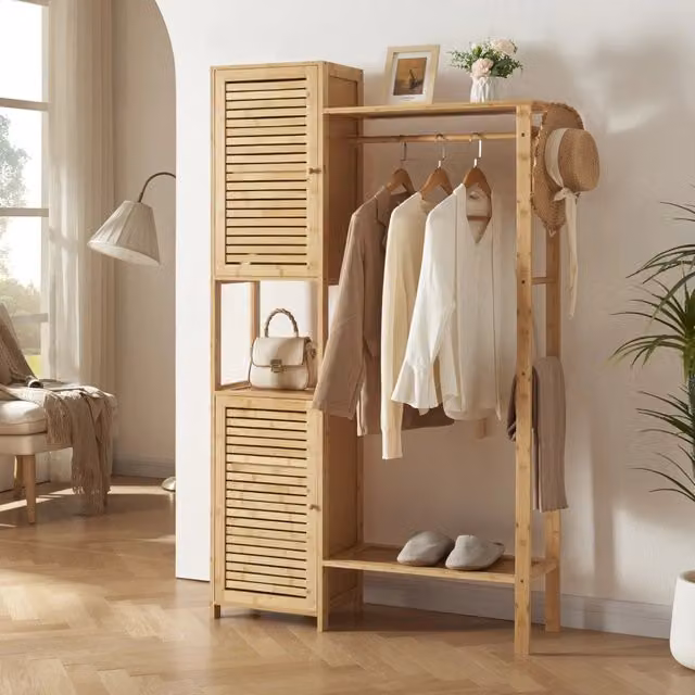 Stand Appendiabiti Oldsum en.casa in Bambù Beige H 164 x L 99 x P 29 cm