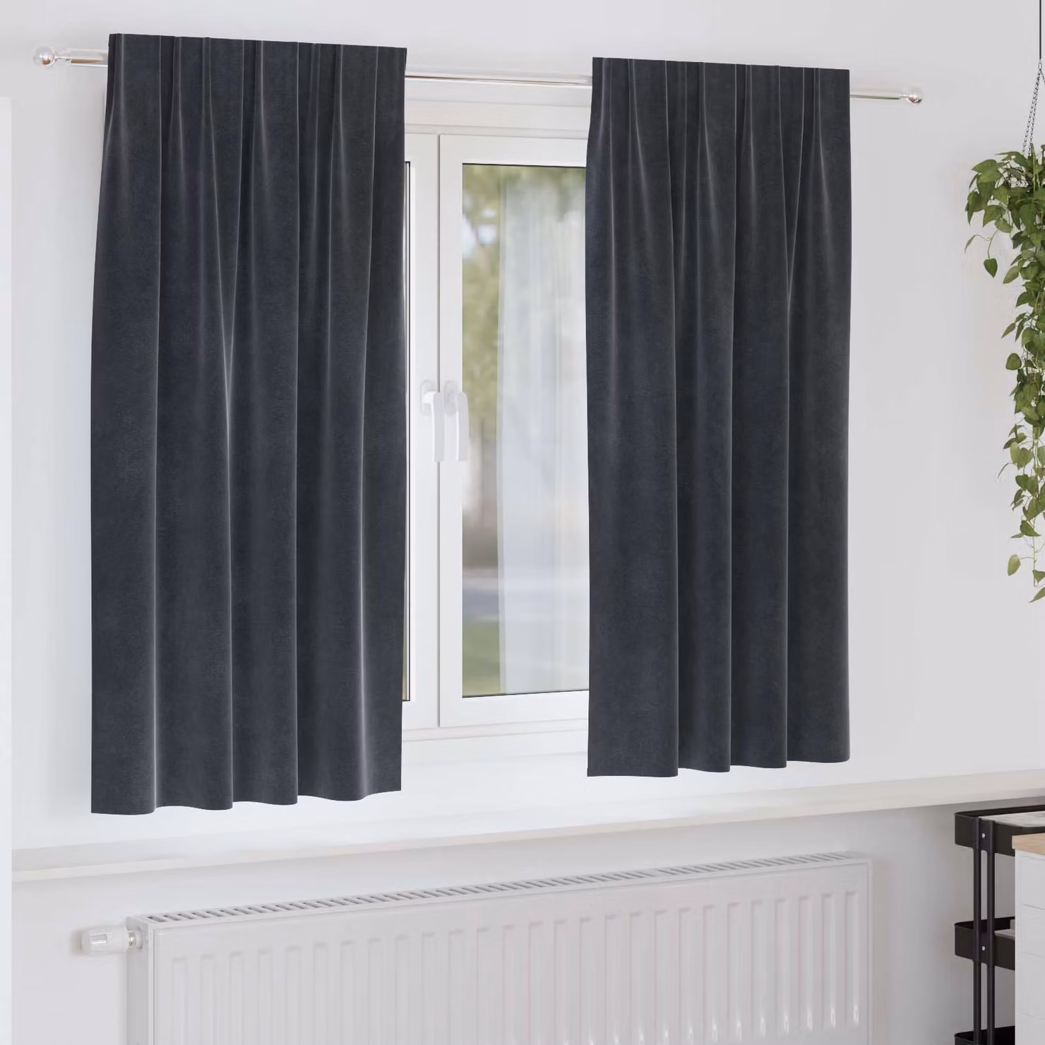 Set di 2 tende oscuranti vidaXL in velluto antracite, L: 140 cm, H: 175 cm