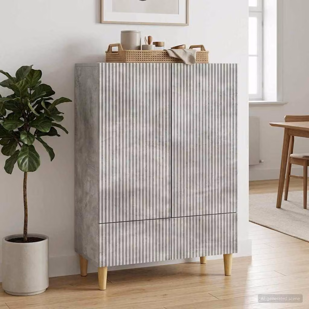 Credenza moderna vidaXL in legno ingegnerizzato grigio, L 66 cm x P 34,5 cm x H 95 cm