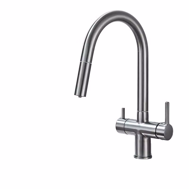Rubinetto da cucina, design a due maniglie, rotazione di 360 gradi, funzione acqua calda e fredda, rubinetto da cucina