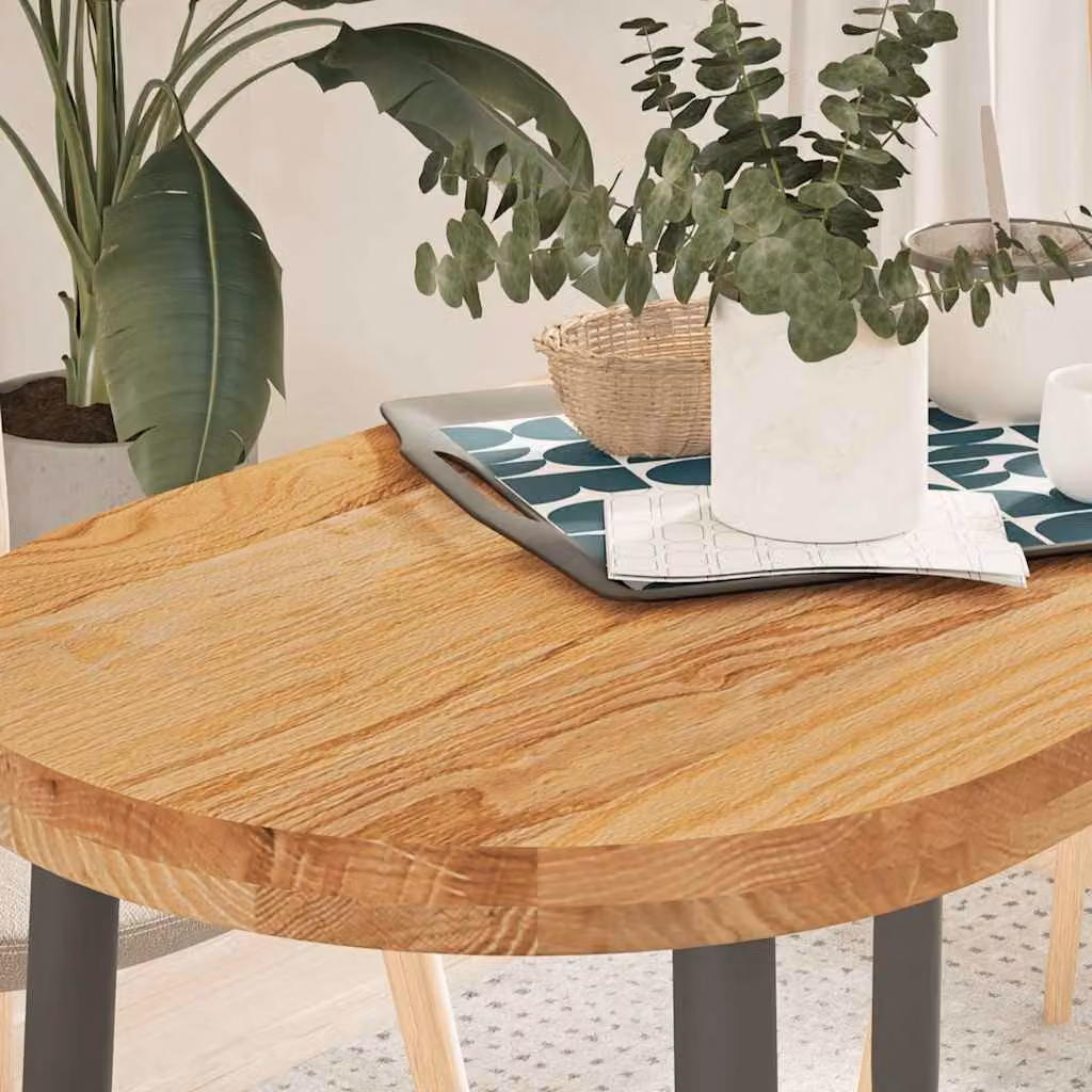 Piano Tavolo Ovale in Rovere Massello Marrone Chiaro vidaXL L 100 cm x P 50 cm x H 4 cm