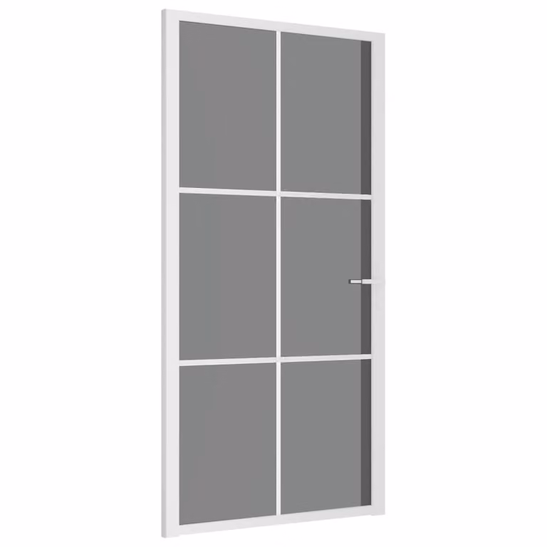 Porta Interna 102,5x201,5 cm Bianca in Vetro ESG e Alluminio