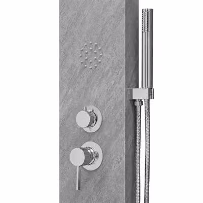 Pannello doccia idromassaggio INBAGNO in acciaio inox effetto cemento grigio con soffione e doccetta manuale, L: 49 cm, P: 22 cm, H: 148 cm – 2