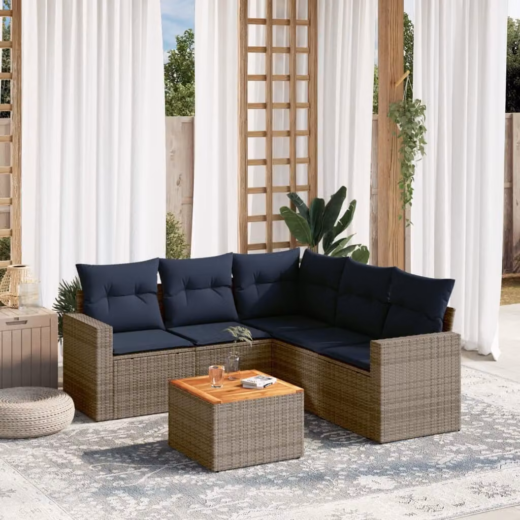Maison Exclusive - Set Divani da Giardino 6 pz con Cuscini Grigio in Polyrattan