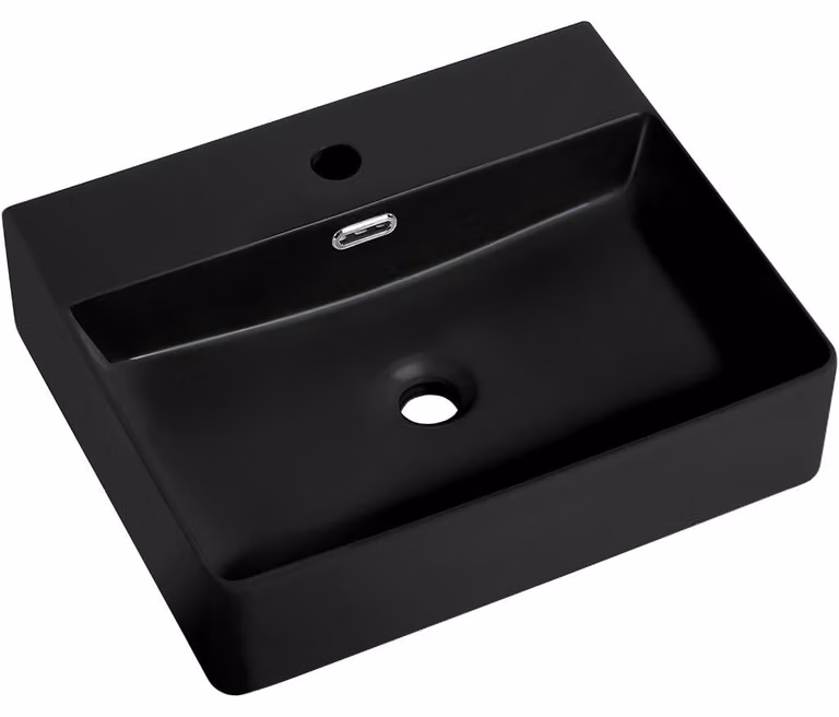 CERANO - Lavabo in Vetroceramica - da appoggio o da incasso - Peno - nero opaco - 50x42 cm
